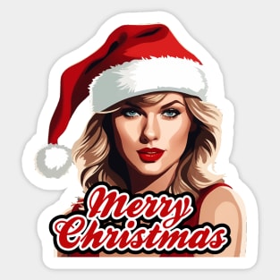 Nice Girl wear Santa Hat - Merry Christmas Design Sticker